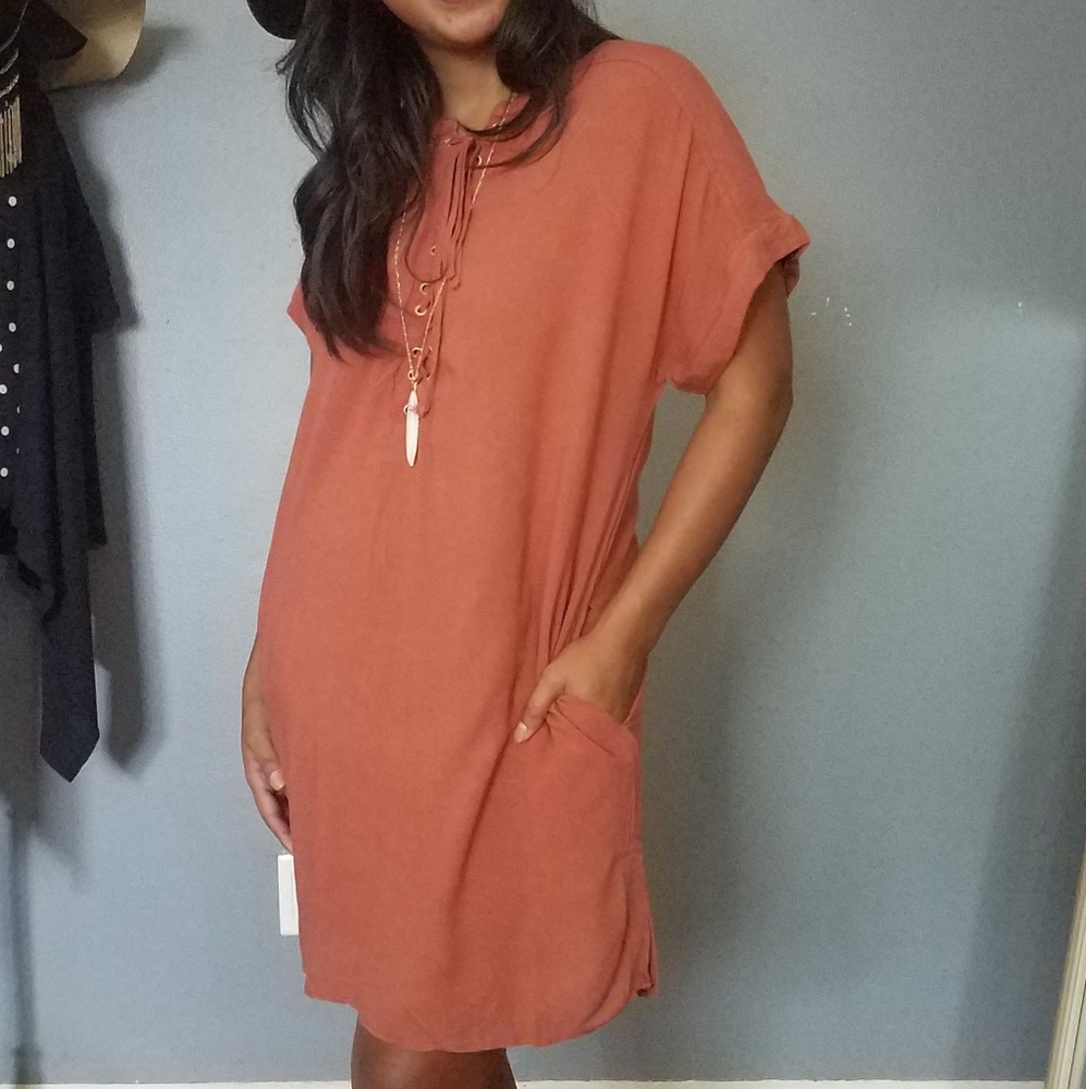SPRING DEAL//DOWN TO EARTH RUST TUNIC DRESS - Picture 3 of 5